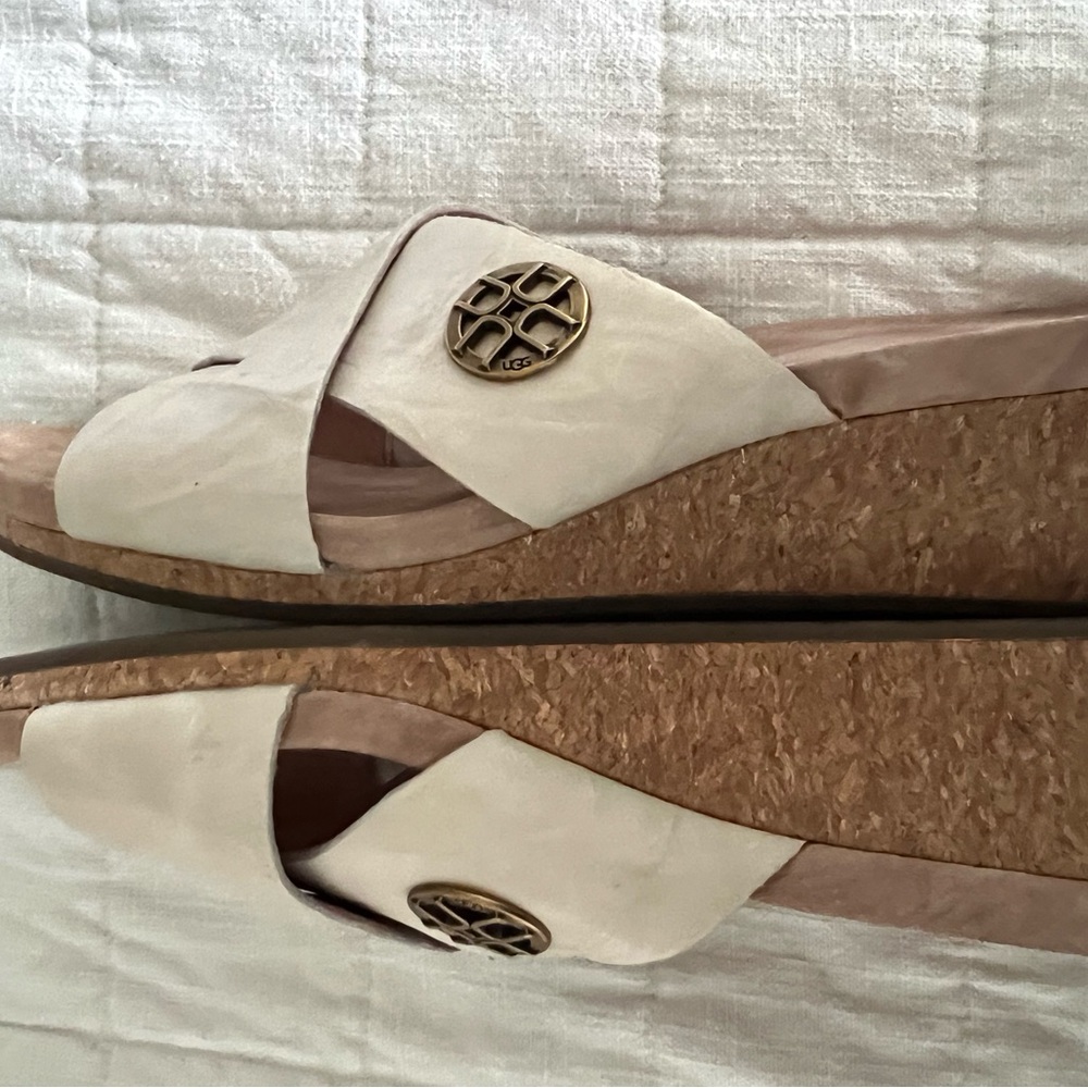 UGG Cream Wedges with Cork Sole